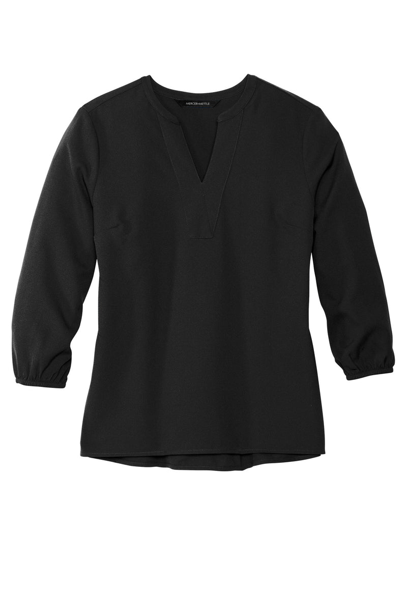 Mercer+Mettle Women's Stretch Crepe 3/4-Sleeve Blouse - Deep Black