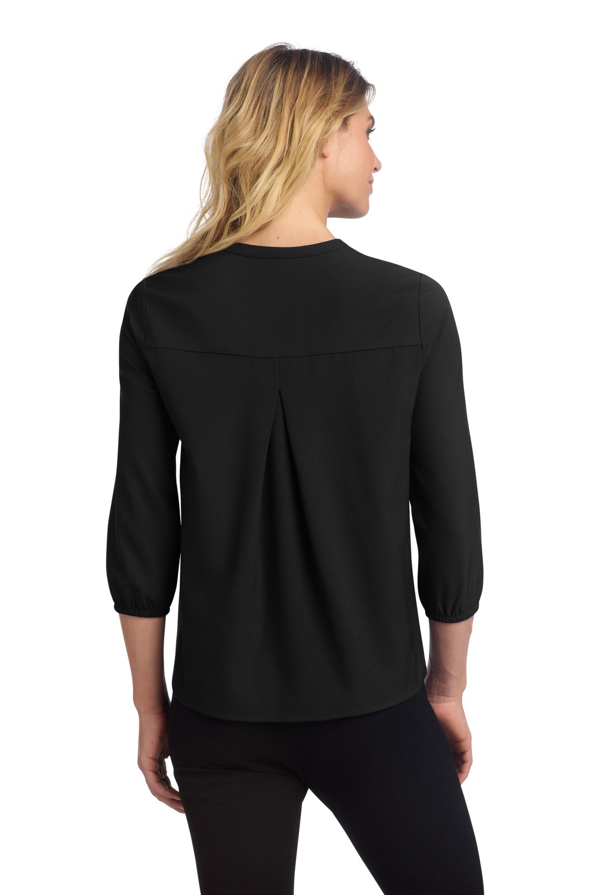Mercer+Mettle Women's Stretch Crepe 3/4-Sleeve Blouse - Deep Black