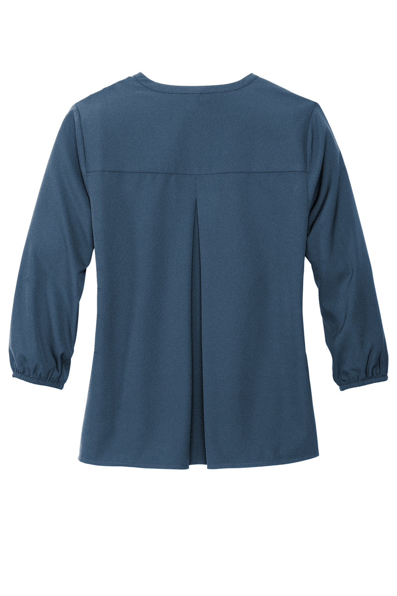 Mercer+Mettle Women's Stretch Crepe 3/4-Sleeve Blouse - Insignia Blue