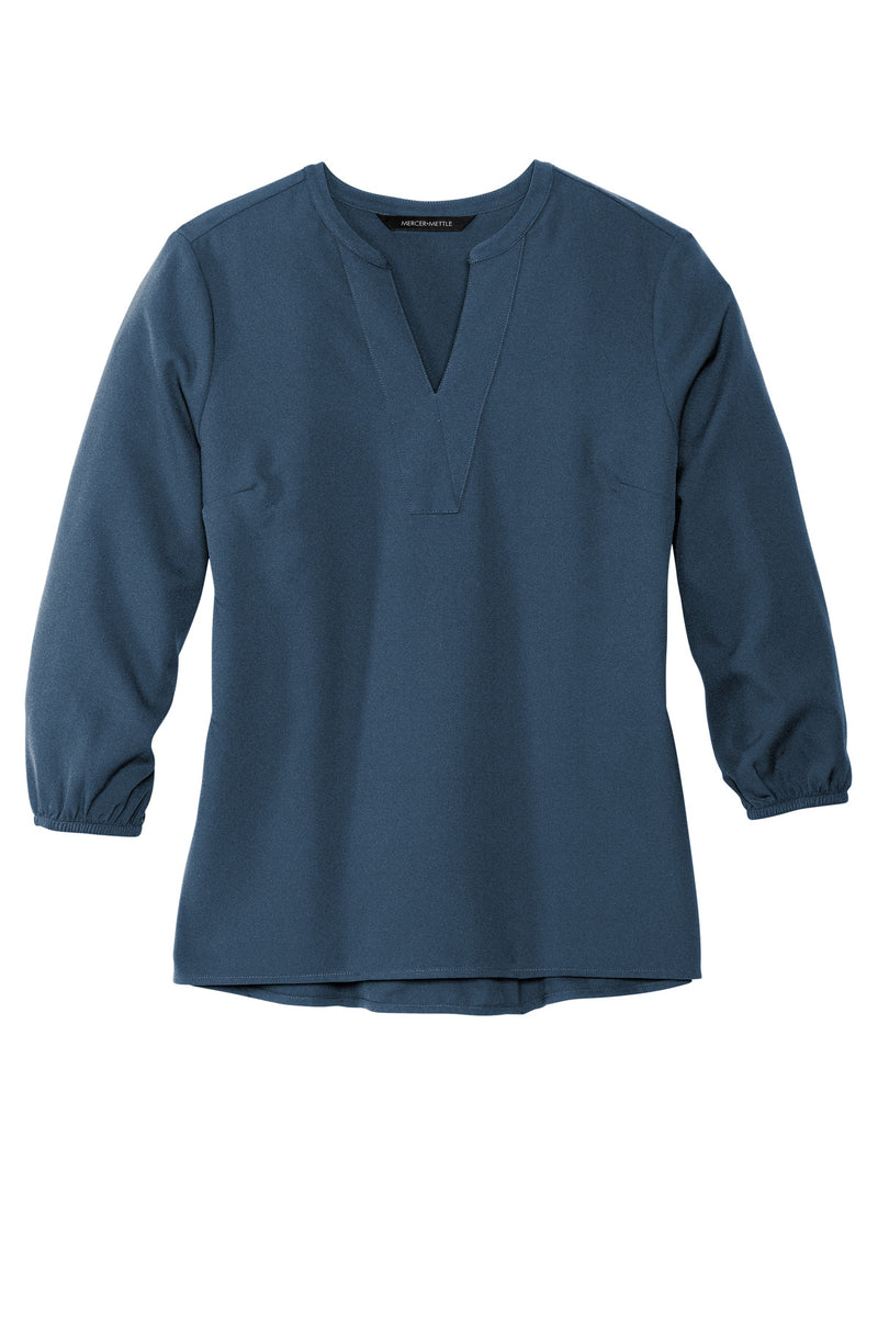 Mercer+Mettle Women's Stretch Crepe 3/4-Sleeve Blouse - Insignia Blue