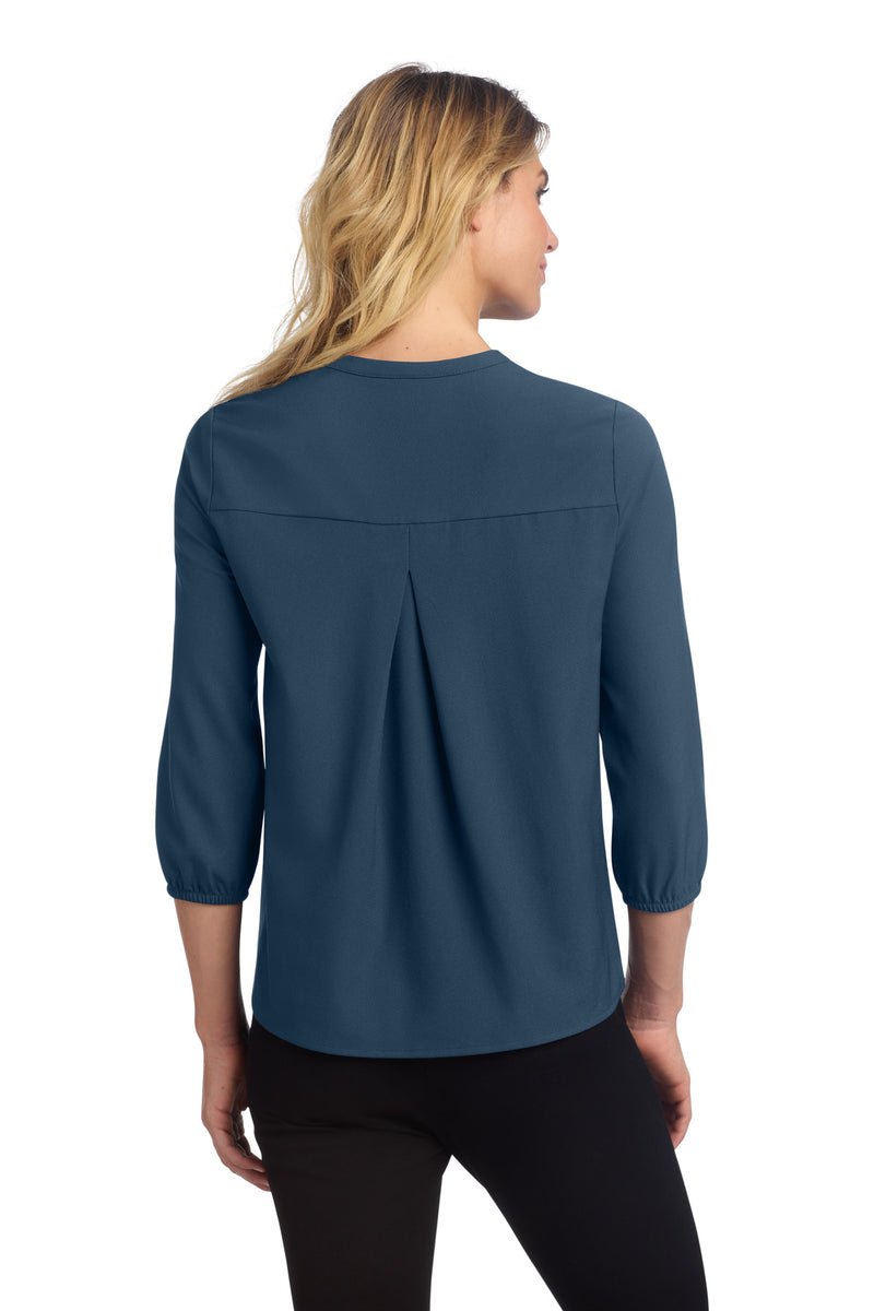Mercer+Mettle Women's Stretch Crepe 3/4-Sleeve Blouse - Insignia Blue