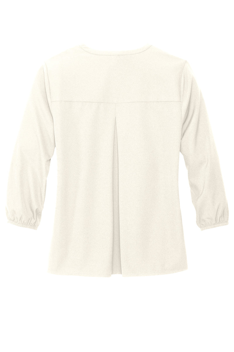 Mercer+Mettle Women's Stretch Crepe 3/4-Sleeve Blouse - Ivory Chiffon