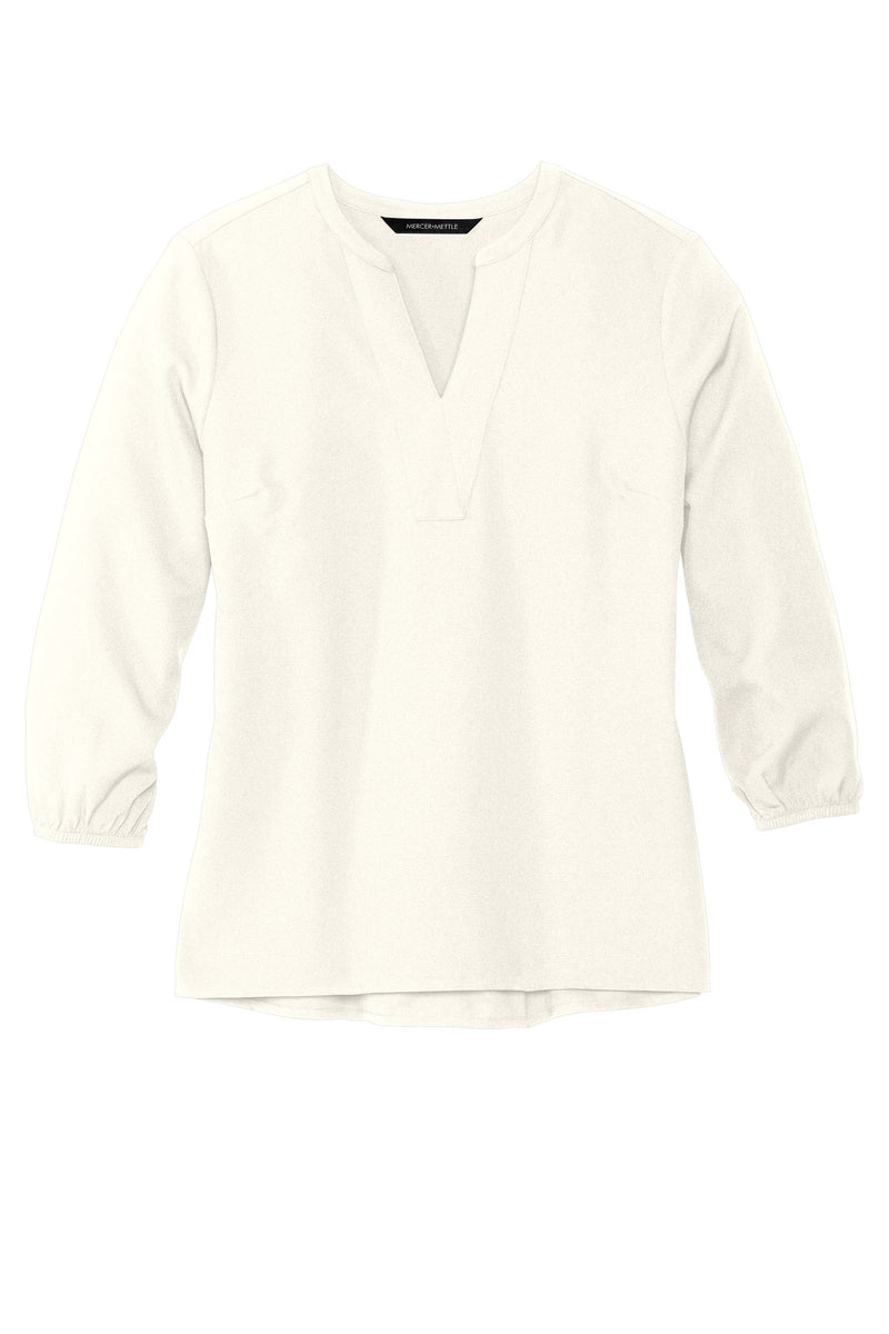 Mercer+Mettle Women's Stretch Crepe 3/4-Sleeve Blouse - Ivory Chiffon