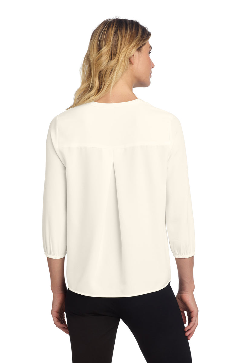 Mercer+Mettle Women's Stretch Crepe 3/4-Sleeve Blouse - Ivory Chiffon