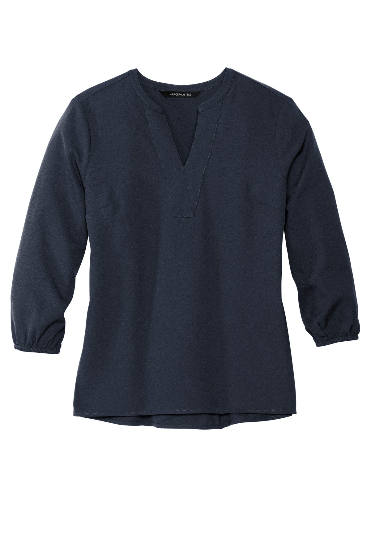 Mercer+Mettle Women's Stretch Crepe 3/4-Sleeve Blouse - Night Navy