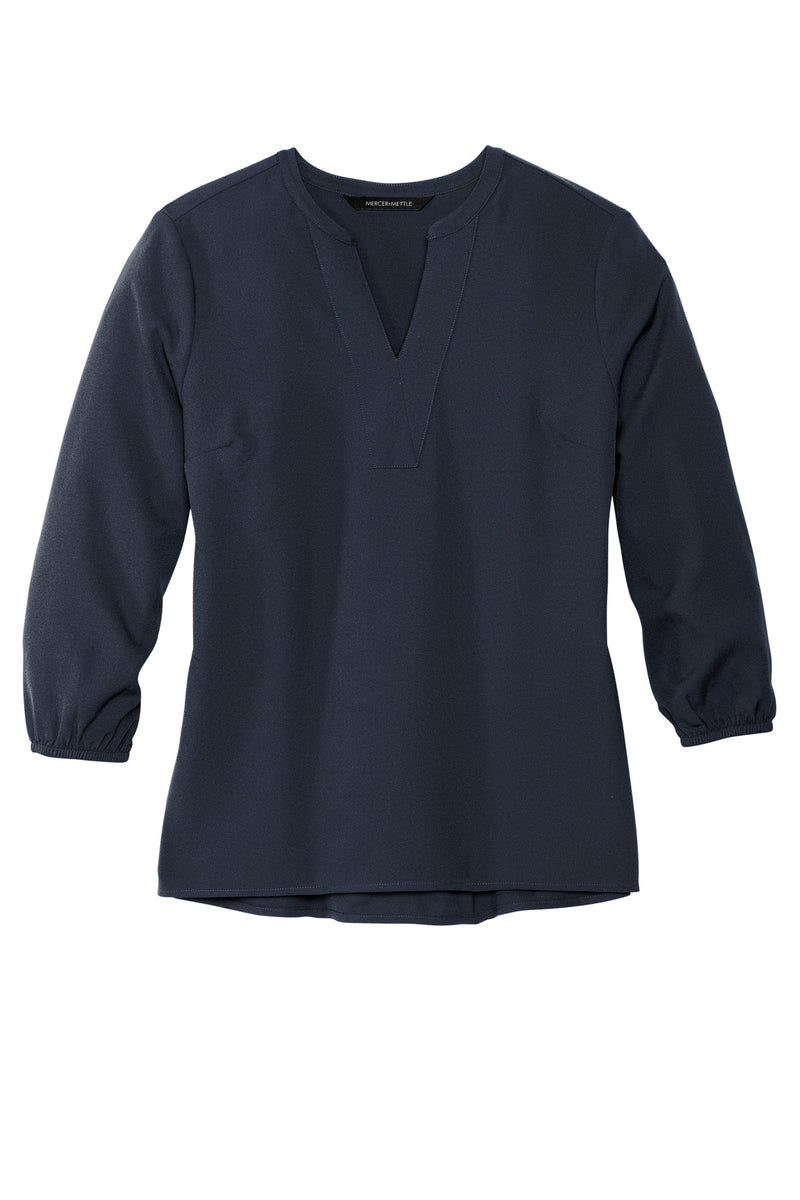 Mercer+Mettle Women's Stretch Crepe 3/4-Sleeve Blouse - Night Navy