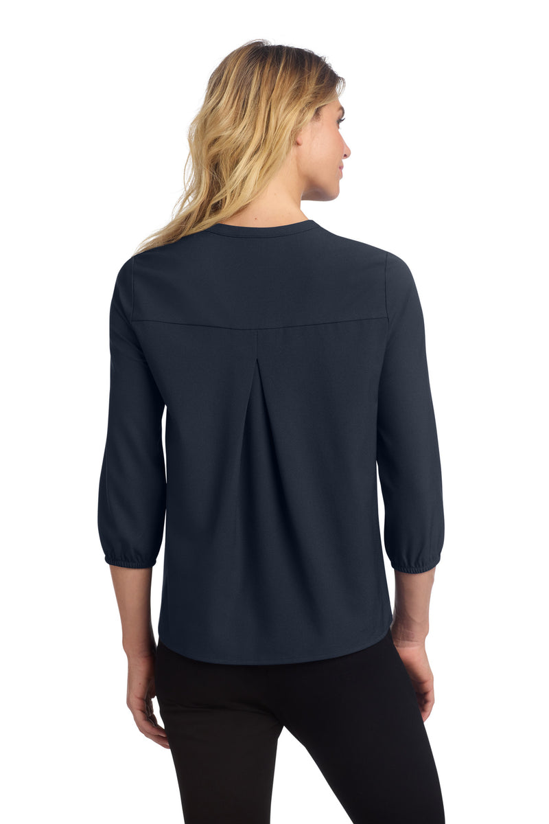 Mercer+Mettle Women's Stretch Crepe 3/4-Sleeve Blouse - Night Navy