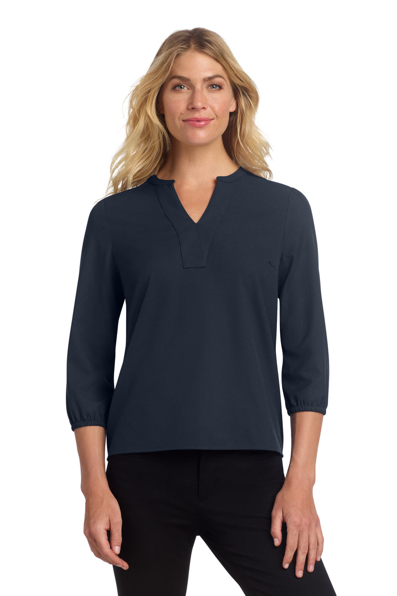 Mercer+Mettle Women's Stretch Crepe 3/4-Sleeve Blouse - Night Navy
