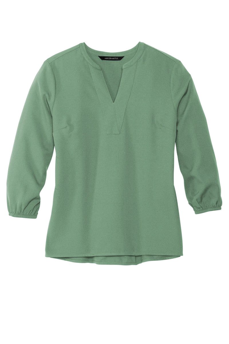 Mercer+Mettle Women's Stretch Crepe 3/4-Sleeve Blouse - Sage