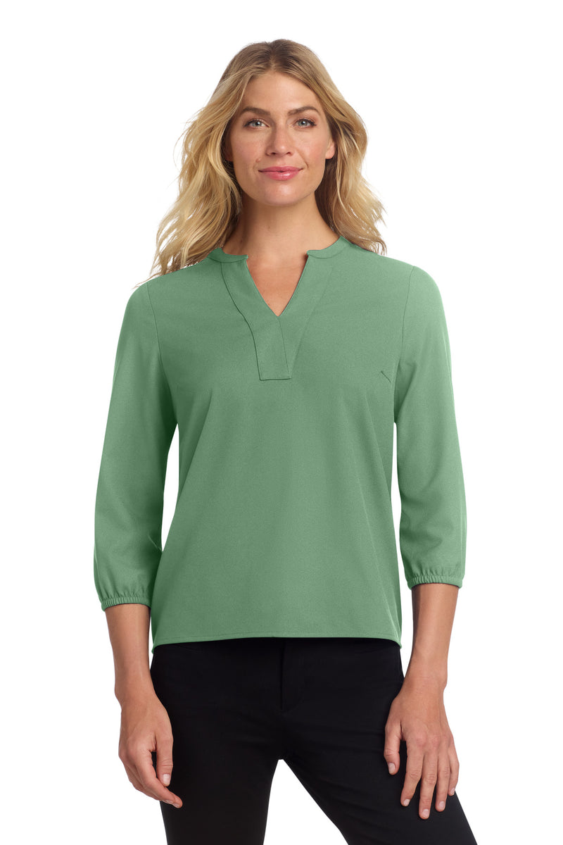 Mercer+Mettle Women's Stretch Crepe 3/4-Sleeve Blouse - Sage