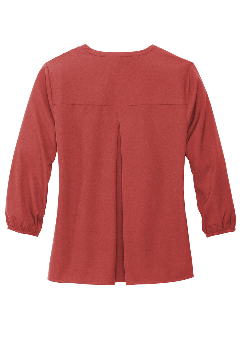 Mercer+Mettle Women's Stretch Crepe 3/4-Sleeve Blouse - Terracotta