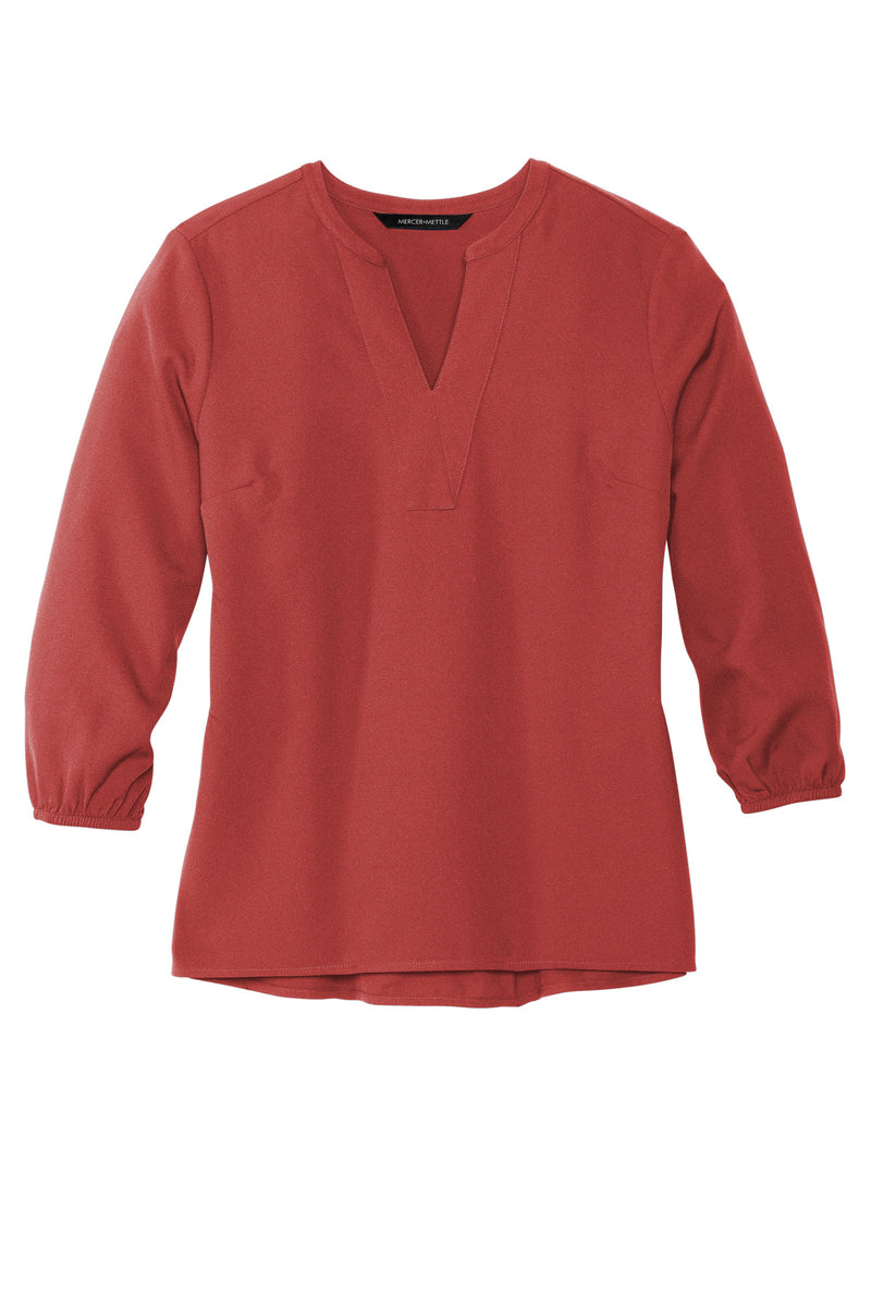 Mercer+Mettle Women's Stretch Crepe 3/4-Sleeve Blouse - Terracotta