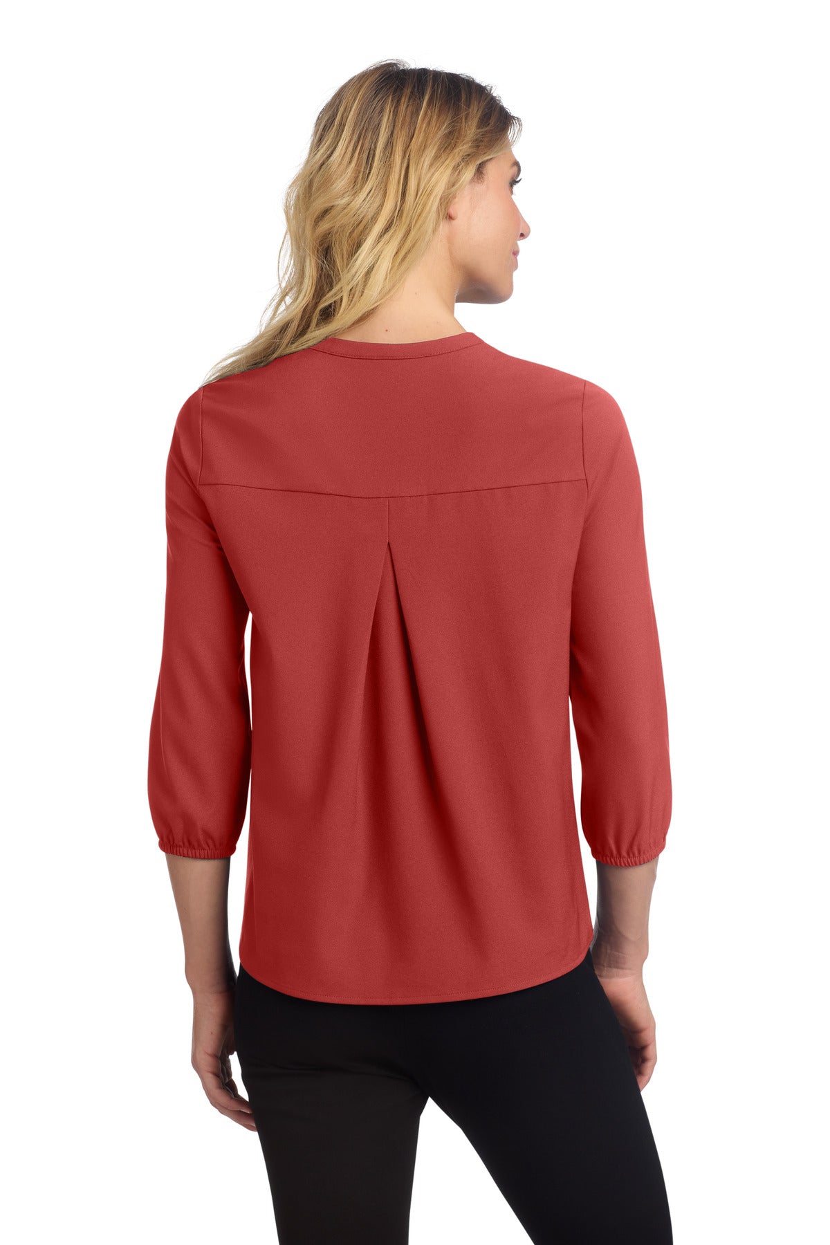 Mercer+Mettle Women's Stretch Crepe 3/4-Sleeve Blouse - Terracotta