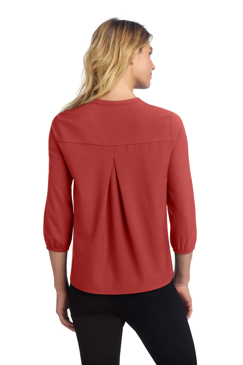 Mercer+Mettle Women's Stretch Crepe 3/4-Sleeve Blouse - Terracotta