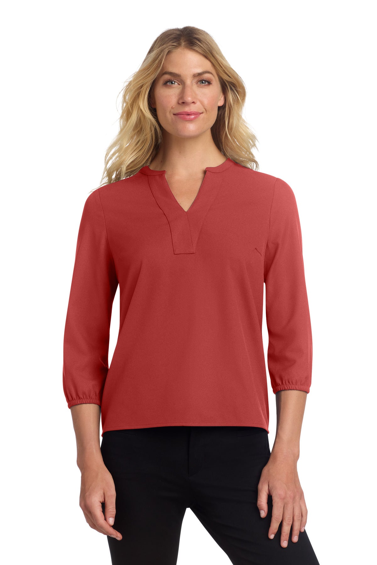Mercer+Mettle Women's Stretch Crepe 3/4-Sleeve Blouse - Terracotta