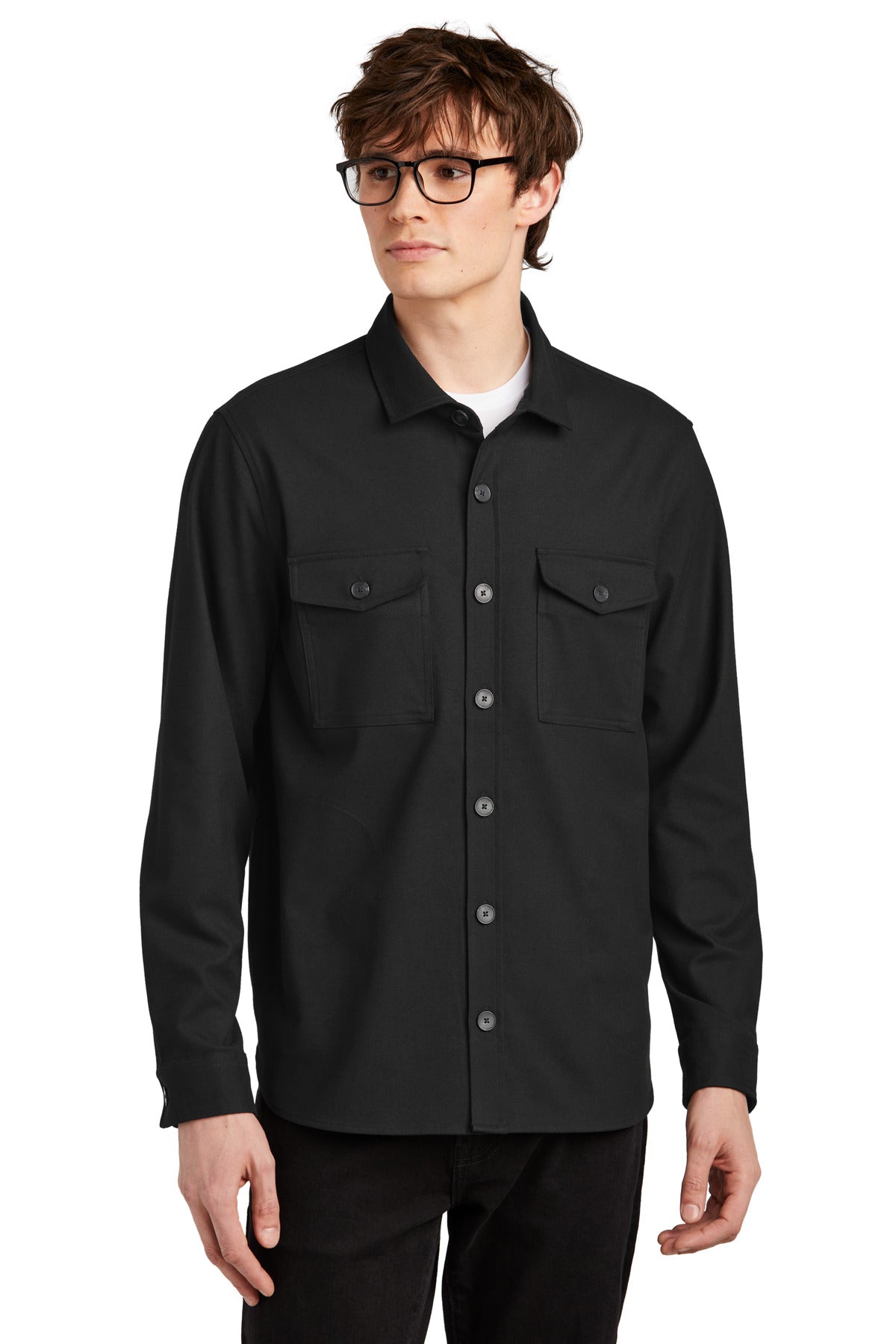 Mercer+Mettle Long Sleeve Twill Overshirt - Deep Black
