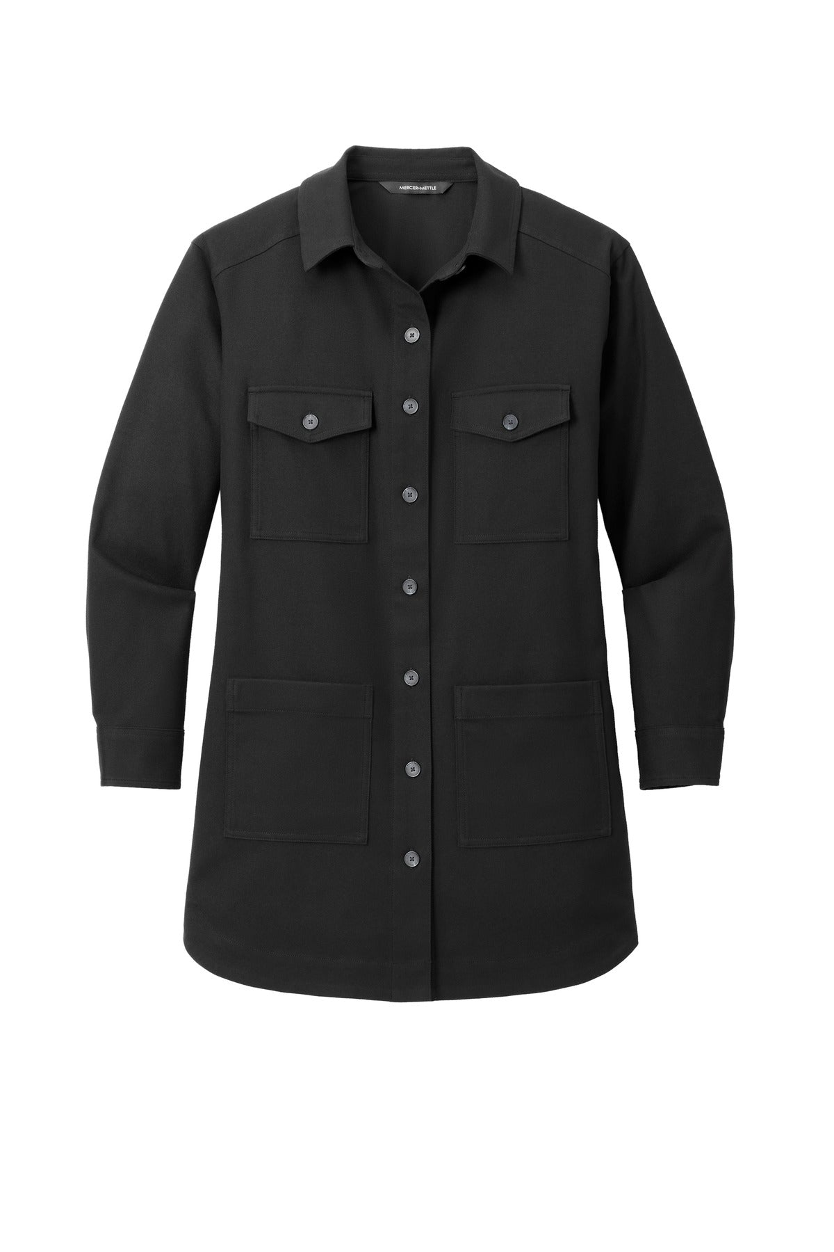 Mercer+Mettle Women's Long Sleeve Twill Overshirt - Deep Black