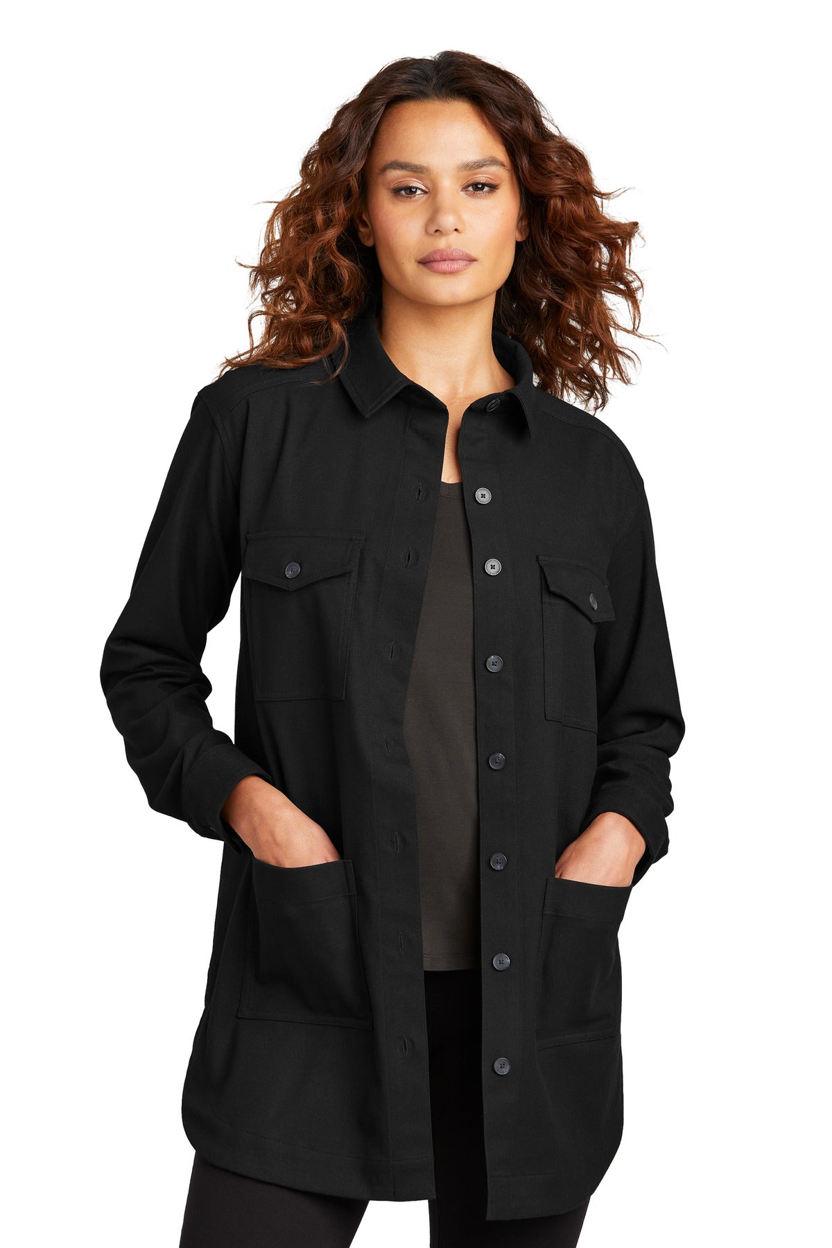 Mercer+Mettle Women's Long Sleeve Twill Overshirt - Deep Black