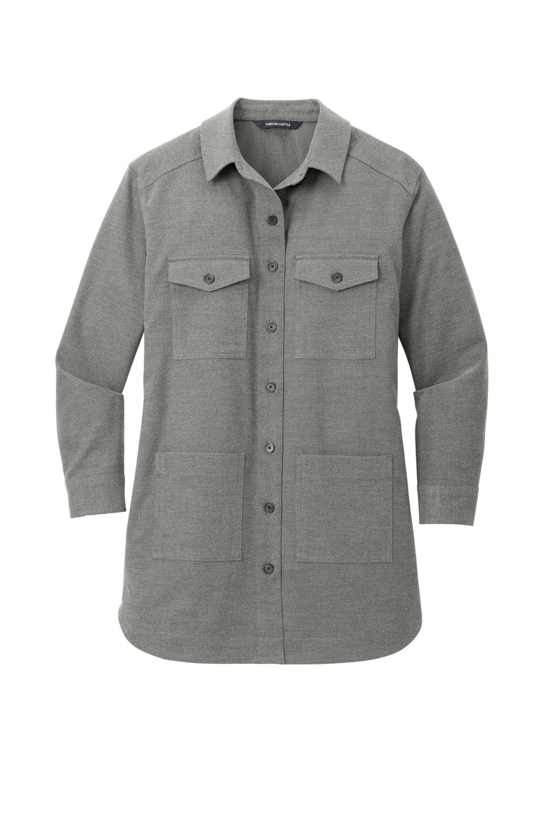 Mercer+Mettle Women's Long Sleeve Twill Overshirt - Light Anchor Grey Heather