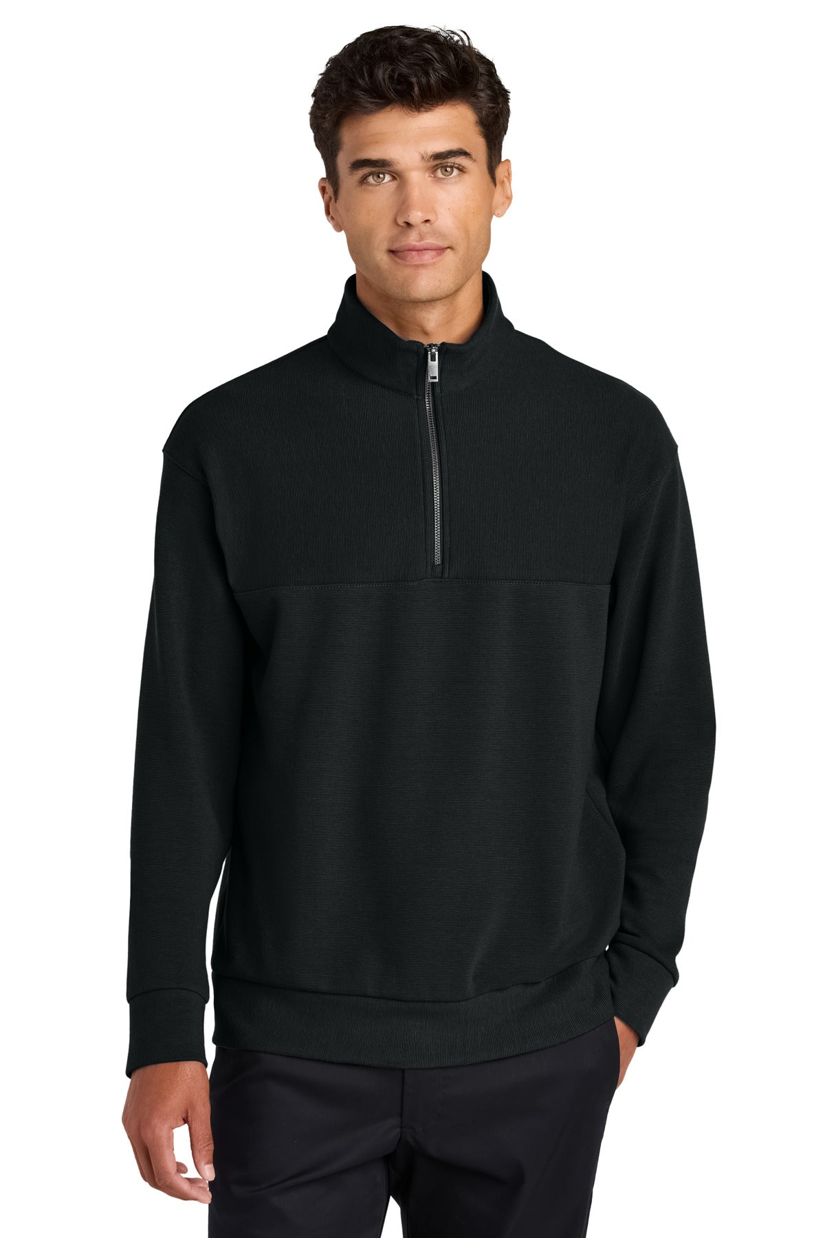 Mercer+Mettle Linear Texture 1/4-Zip - Deep Black