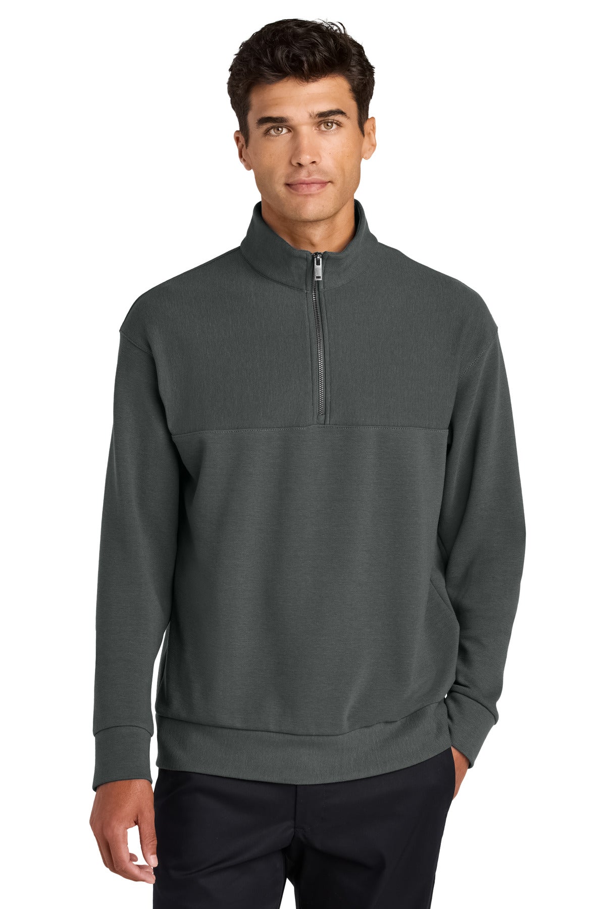 Mercer+Mettle Linear Texture 1/4-Zip - Storm Grey