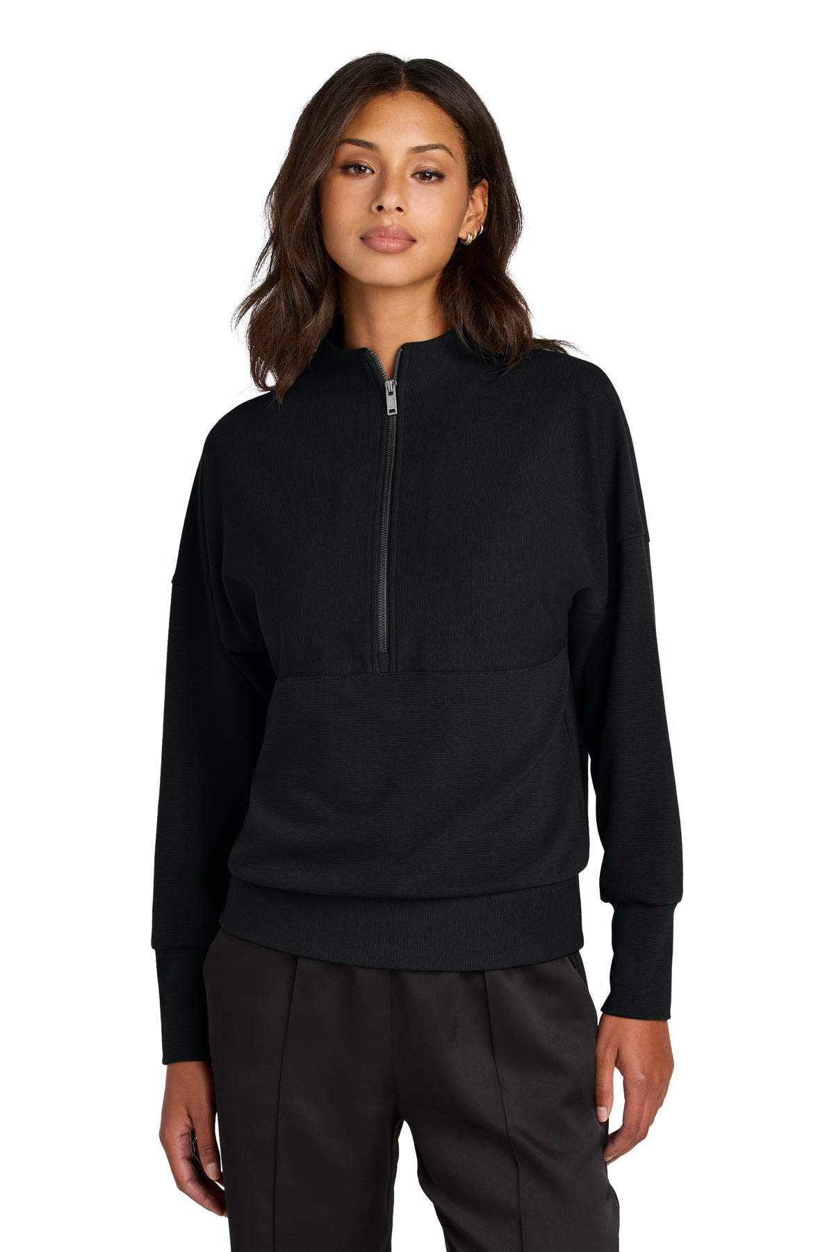 Mercer+Mettle Women's Linear Texture 1/4-Zip - Deep Black