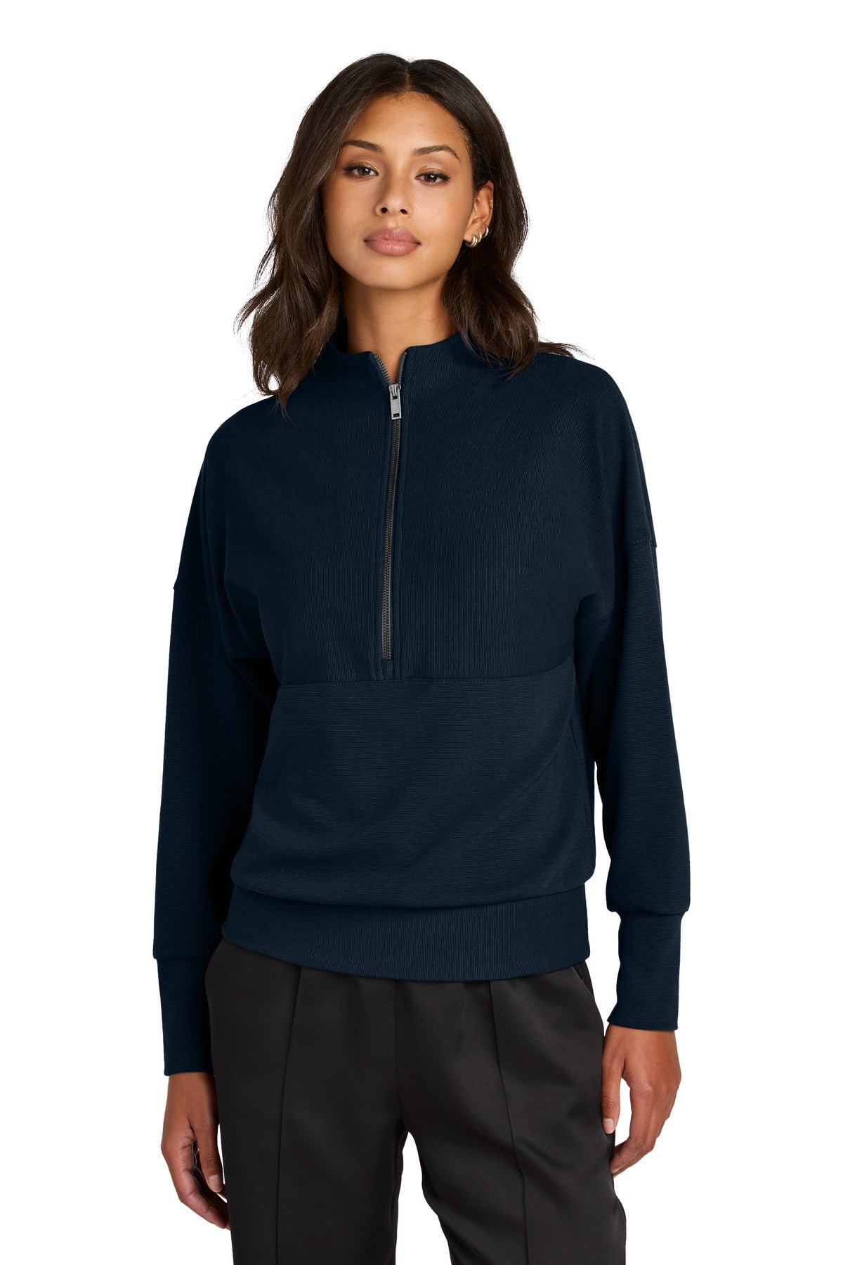 Mercer+Mettle Women's Linear Texture 1/4-Zip - Night Navy