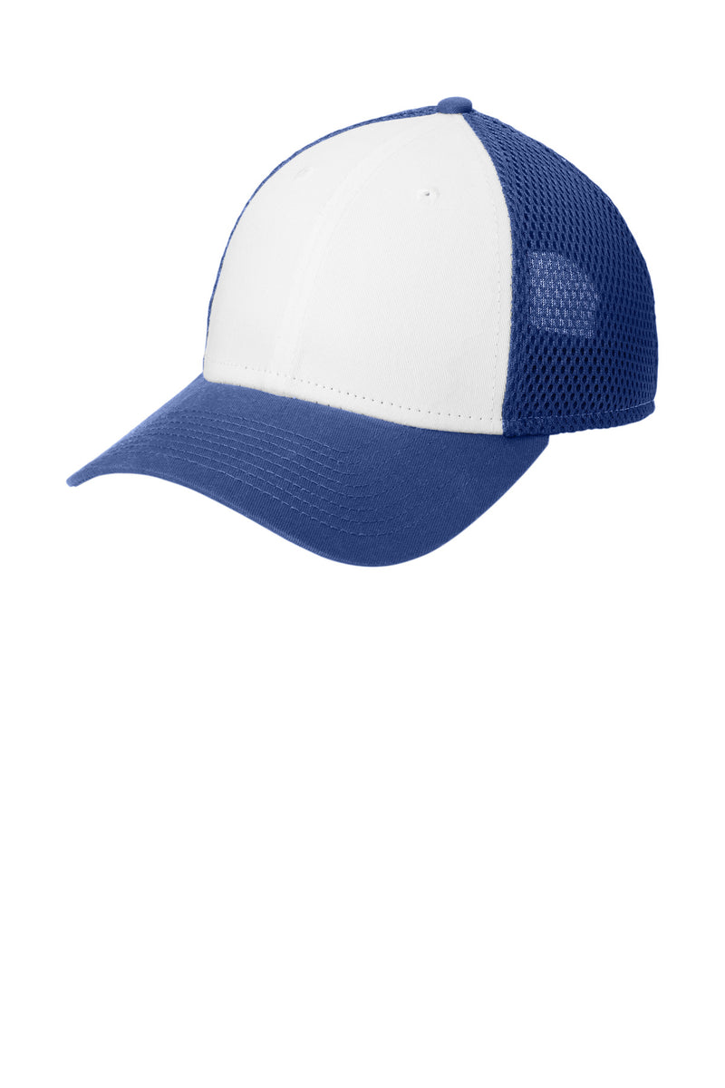 New Era Snapback Contrast Front Mesh Cap - White/ Royal