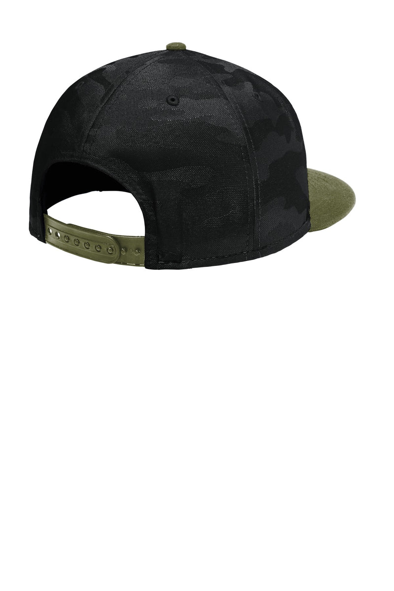 New Era  Camo Flat Bill Snapback Cap - Army/ Black Camo