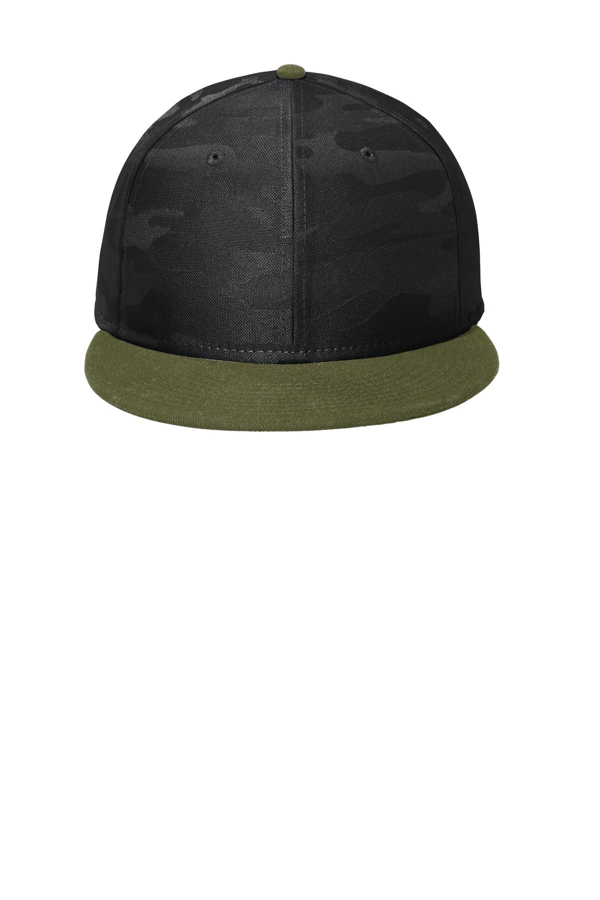 New Era  Camo Flat Bill Snapback Cap - Army/ Black Camo