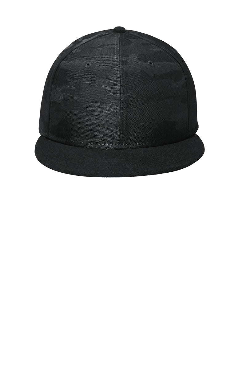 New Era  Camo Flat Bill Snapback Cap - Black/ Black Camo