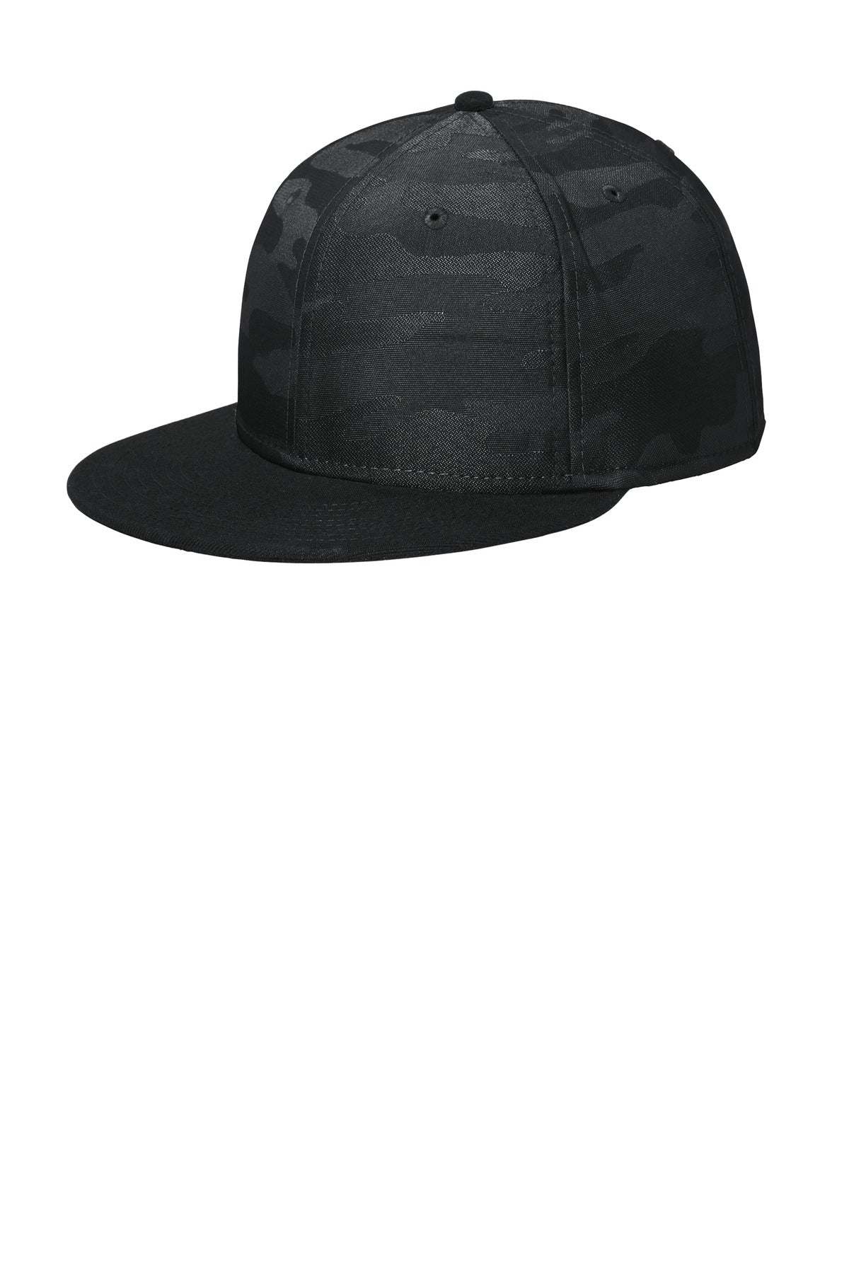 New Era  Camo Flat Bill Snapback Cap - Black/ Black Camo