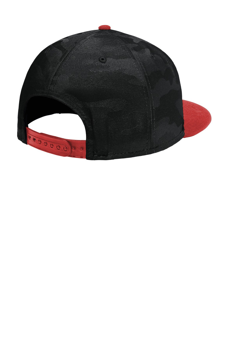 New Era  Camo Flat Bill Snapback Cap - Scarlet/ Black Camo