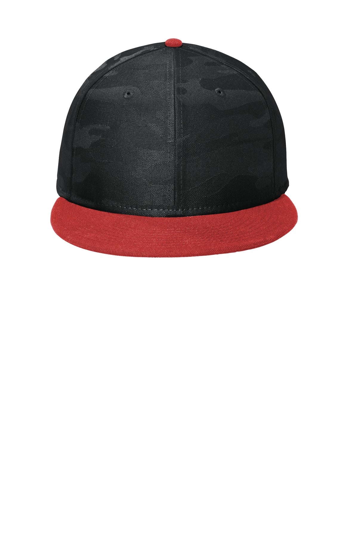 New Era  Camo Flat Bill Snapback Cap - Scarlet/ Black Camo