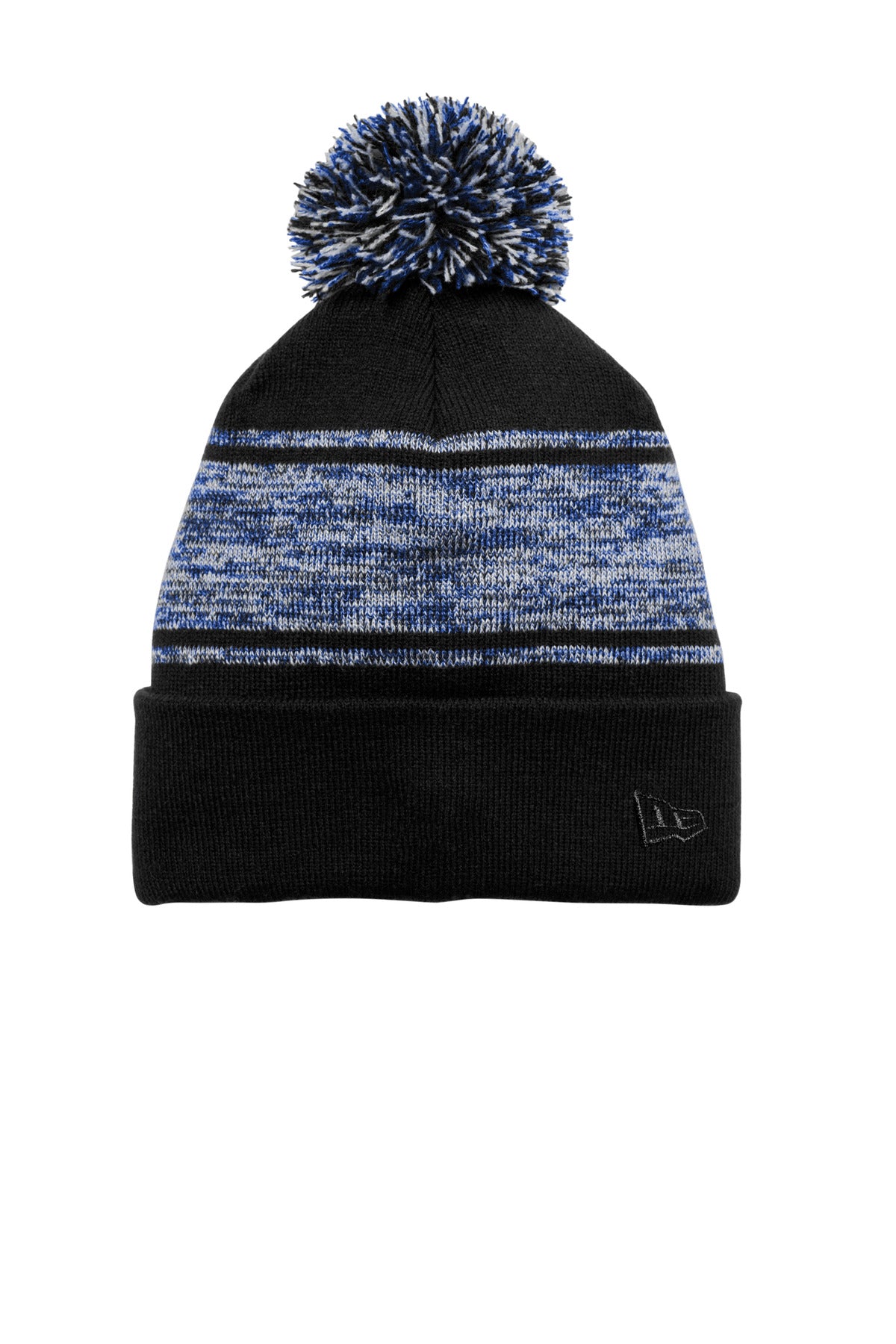 New Era Knit Chilled Pom Beanie - Black/ Royal