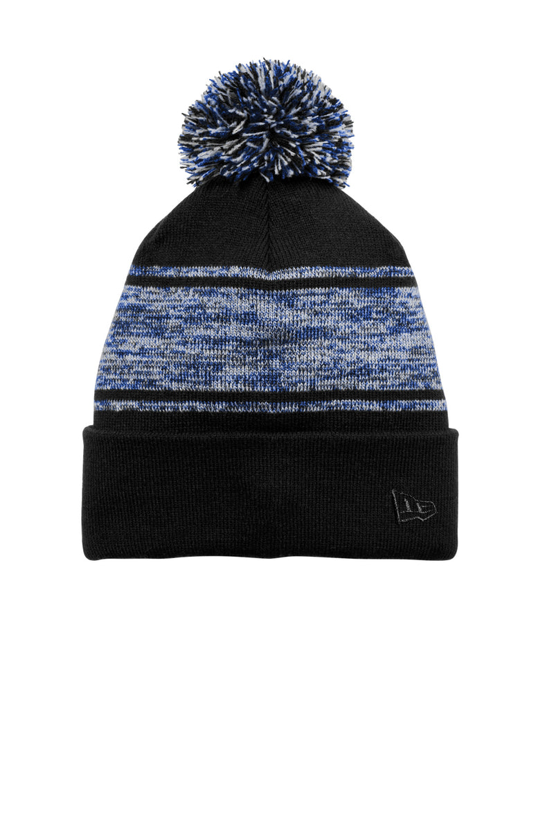 New Era Knit Chilled Pom Beanie - Black/ Royal