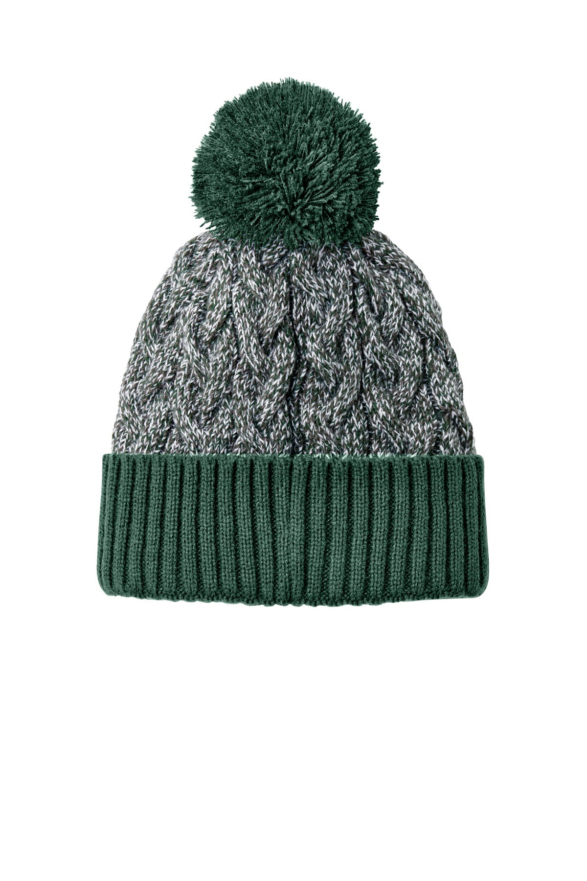 New Era Marled Knit Pom Beanie - Dark Green/ Graphite/ White