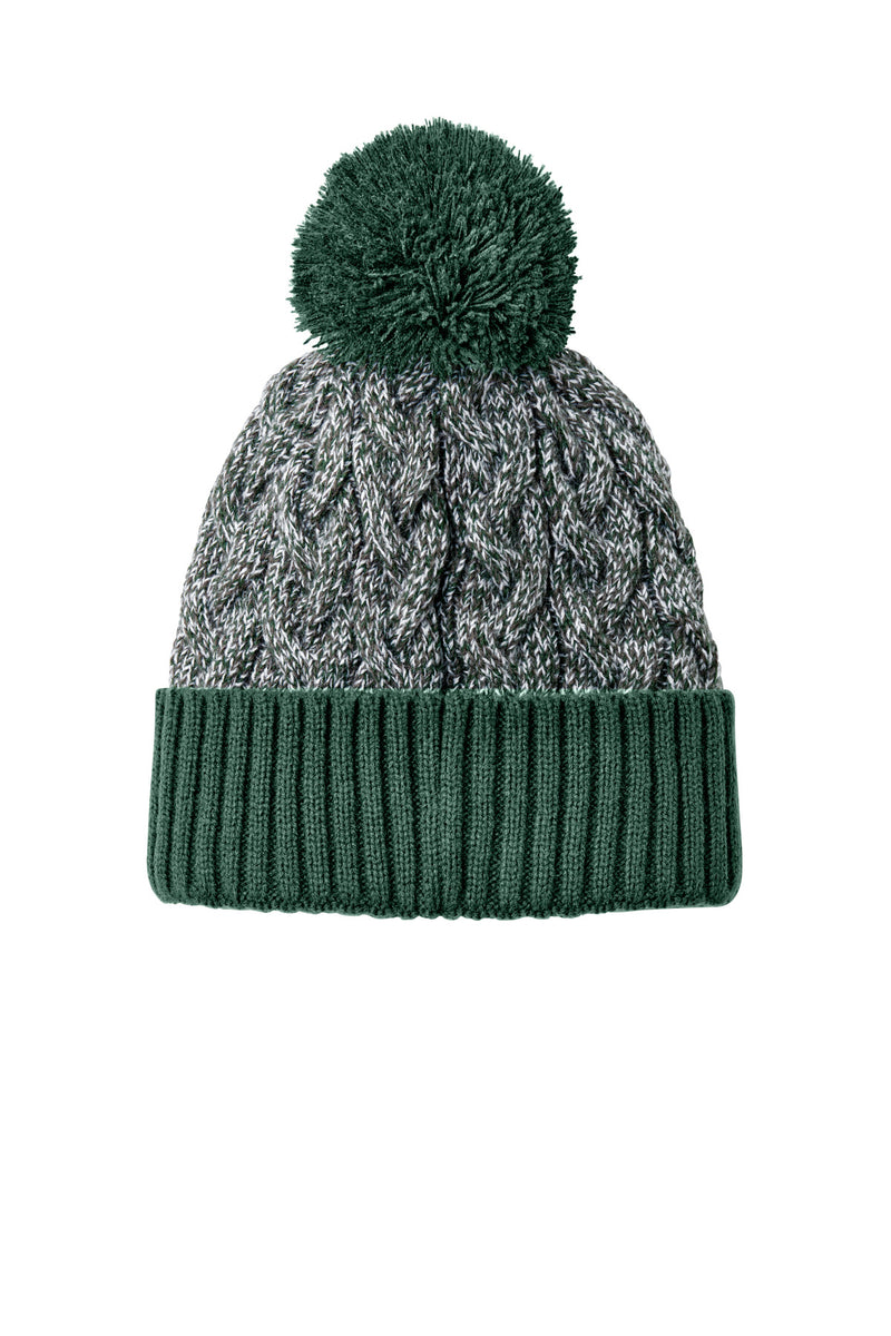 New Era Marled Knit Pom Beanie - Dark Green/ Graphite/ White