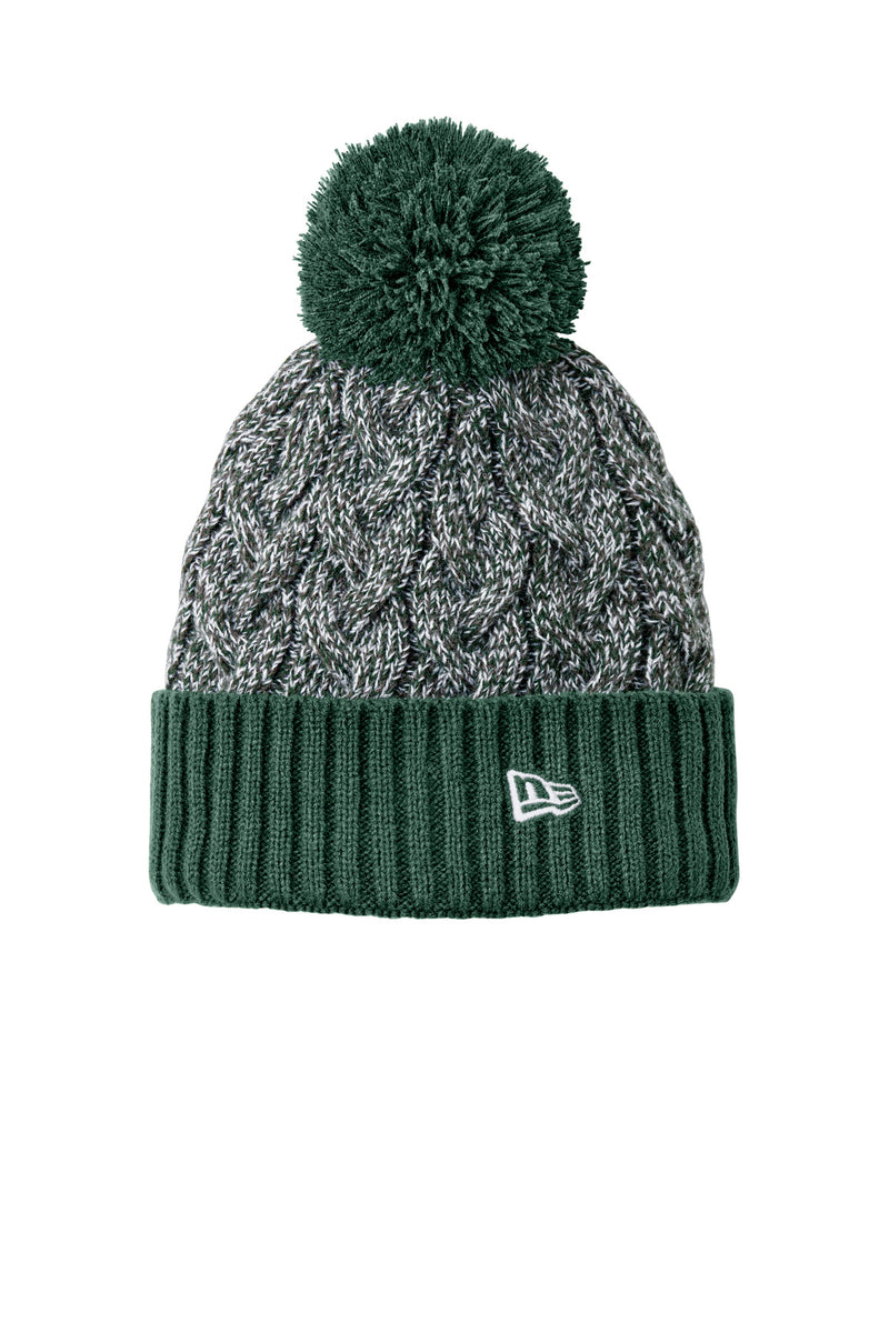 New Era Marled Knit Pom Beanie - Dark Green/ Graphite/ White