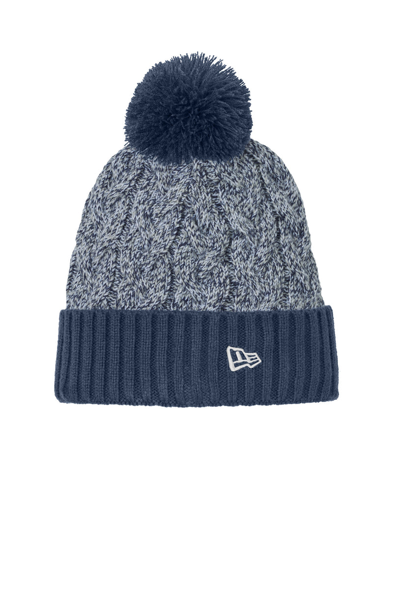 New Era Marled Knit Pom Beanie - Deep Navy/ Grey/ White