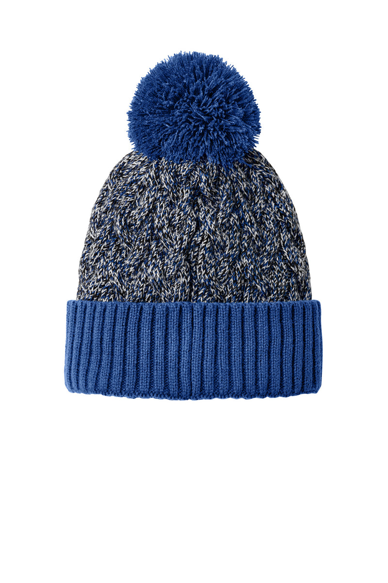New Era Marled Knit Pom Beanie - Royal/ Black/ White