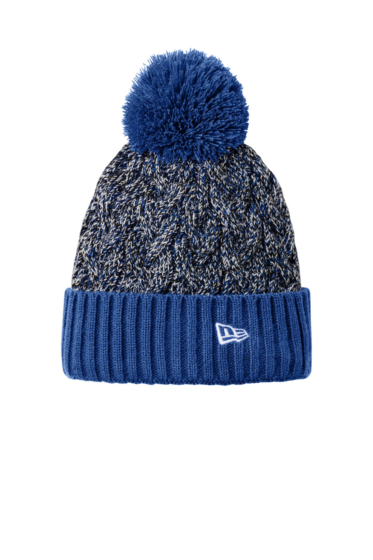 New Era Marled Knit Pom Beanie - Royal/ Black/ White