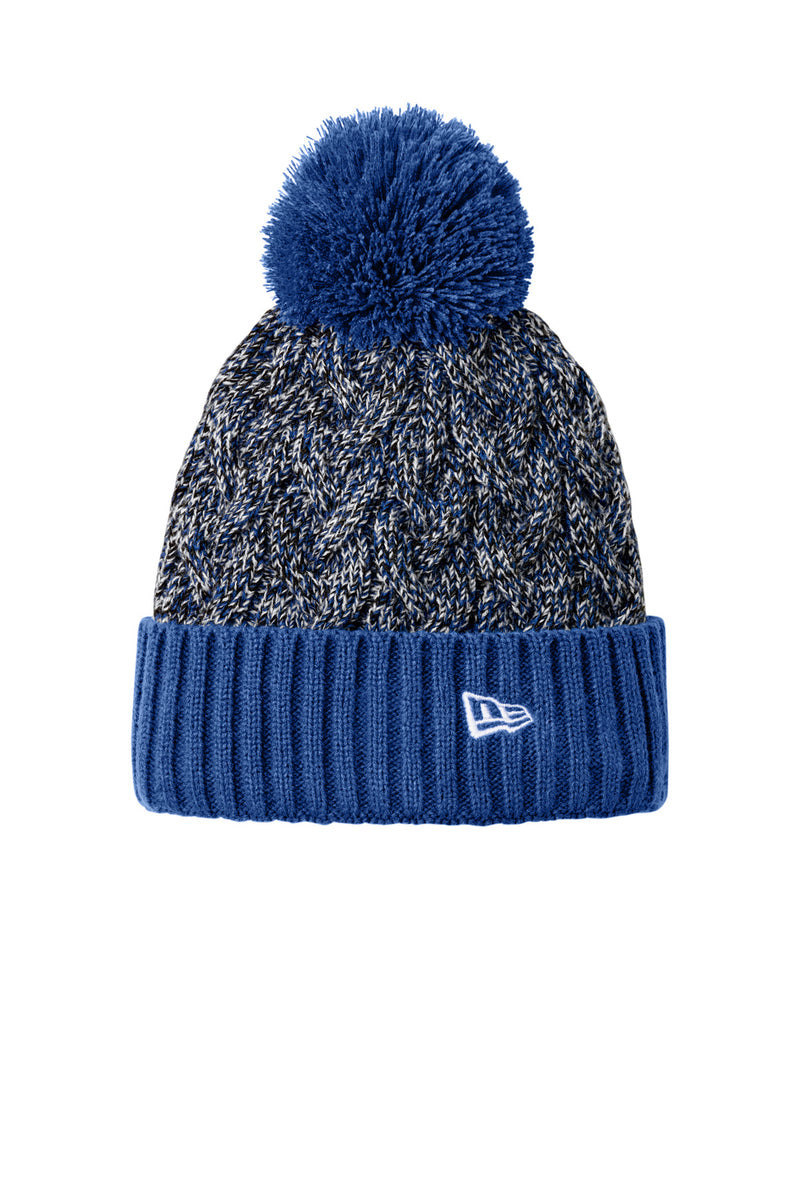 New Era Marled Knit Pom Beanie - Royal/ Black/ White