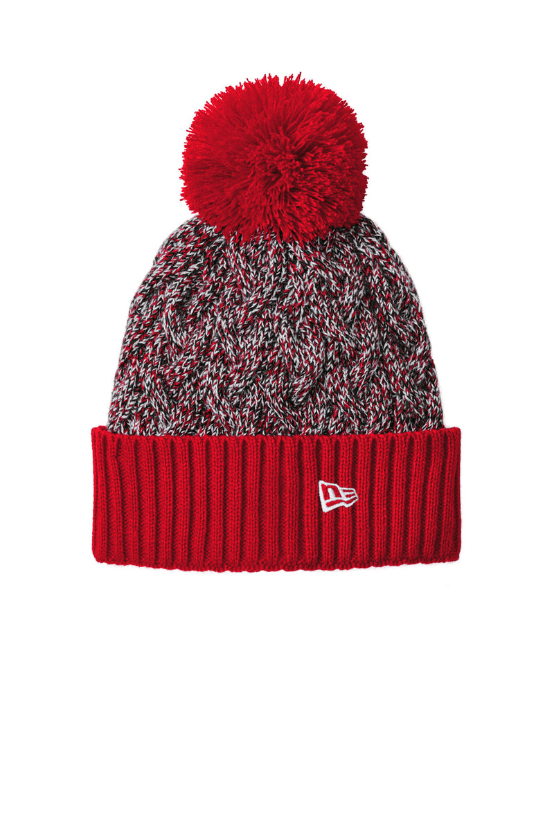 New Era Marled Knit Pom Beanie - Scarlet/ Black/ White