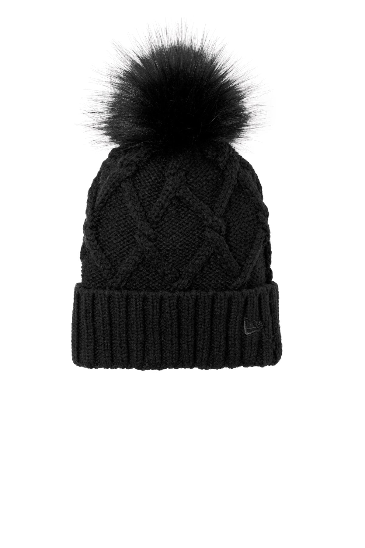 New Era Faux Fur Pom Beanie - Black