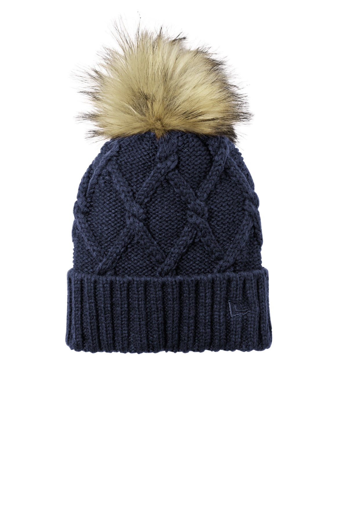 New Era Faux Fur Pom Beanie - Deep Navy