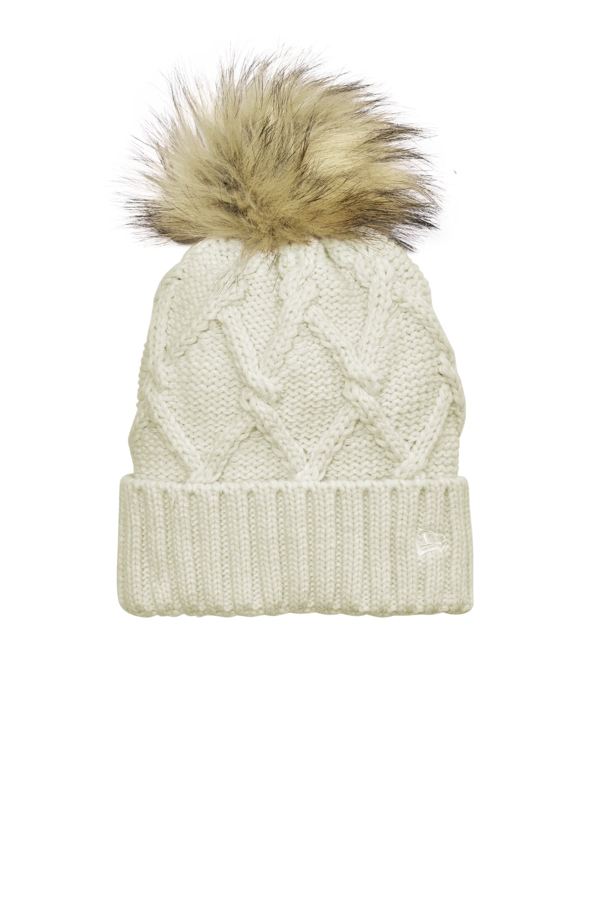 New Era Faux Fur Pom Beanie - Ivory