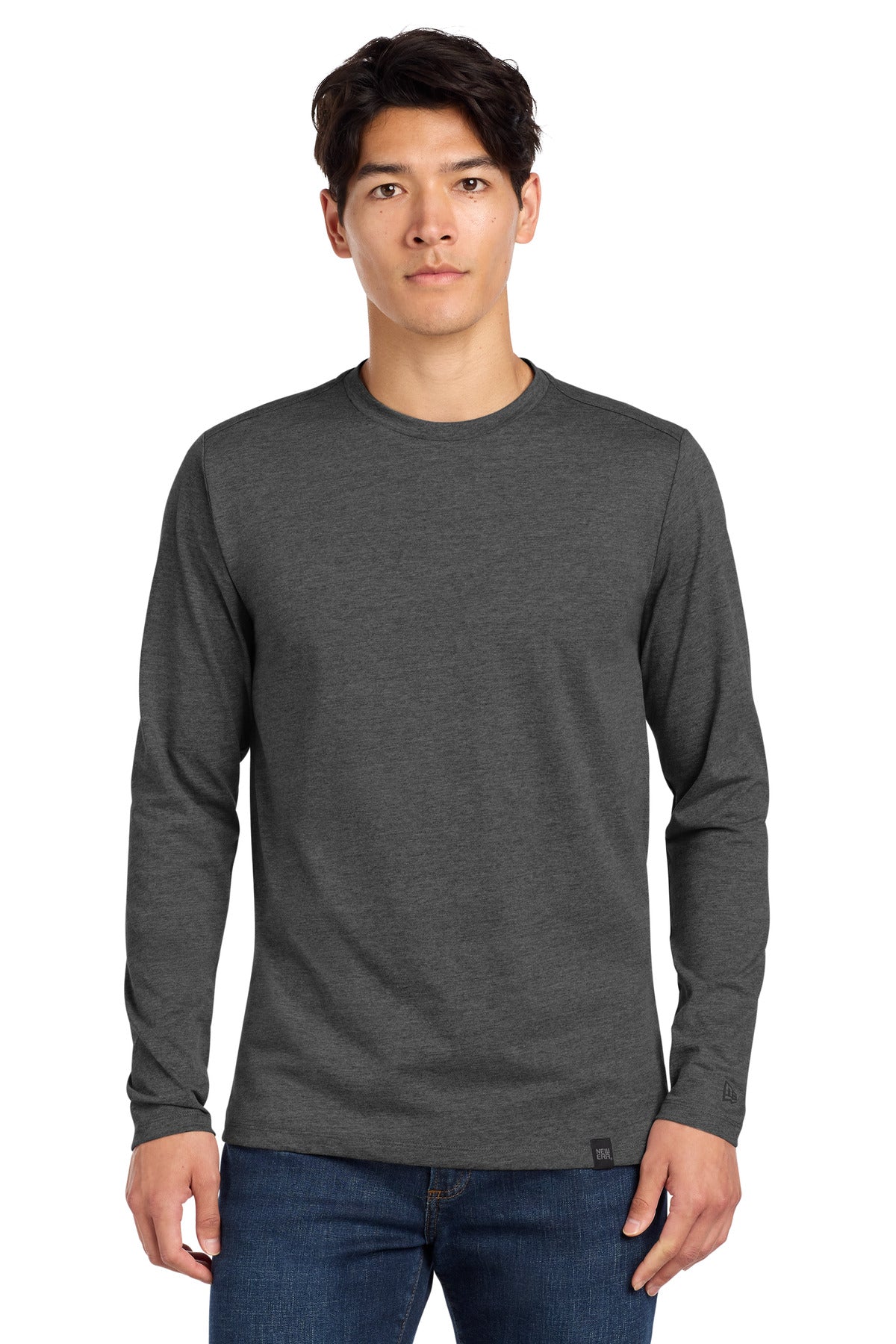 New Era  Heritage Blend Long Sleeve Crew Tee - Black Heather