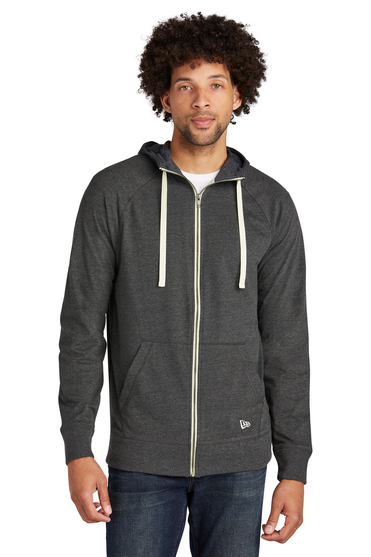 New Era  Sueded Cotton Blend Full-Zip Hoodie - Black Heather