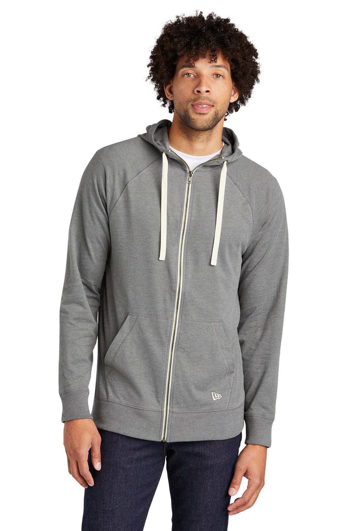 New Era  Sueded Cotton Blend Full-Zip Hoodie - Shadow Grey Heather